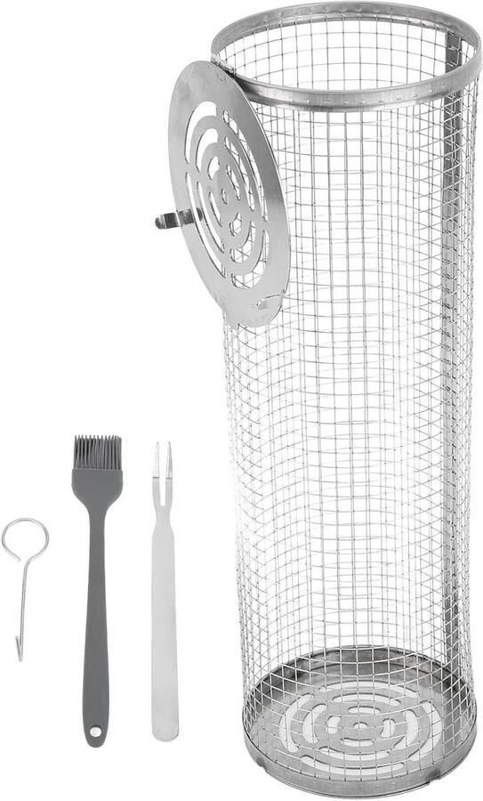BBQ Grillmand Grillbuis RVS Groenten Grillen Transparant Roosterontwerp 32 cm Zilver