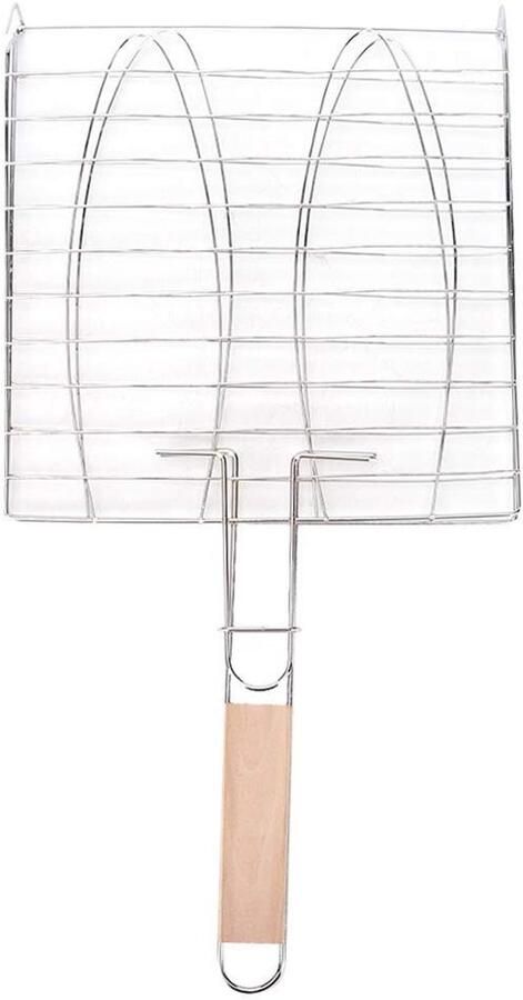 BBQ grillmand Grillnet Buiten koken Antiaanbaklaag 43 x 23 cm Zilverkleurig