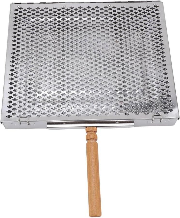 BBQ Grillmand Grillrek Roestvrij Staal Buiten Koken Fijn Gaas Ontwerp 30.5x4x25.5cm Zilver
