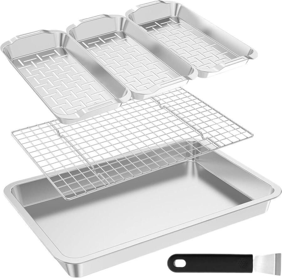 BBQ Grillmand Grillrek Roestvrijstaal Buiten Koken Gelijkmatige Warmteverdeling 43 x 29 x 5.5 cm Zilver