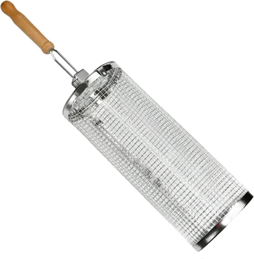 BBQ Grillmand Rolkooi Grillmand Grillen van Groenten Roestvrij Staal Cilindervorm Meerkleurig