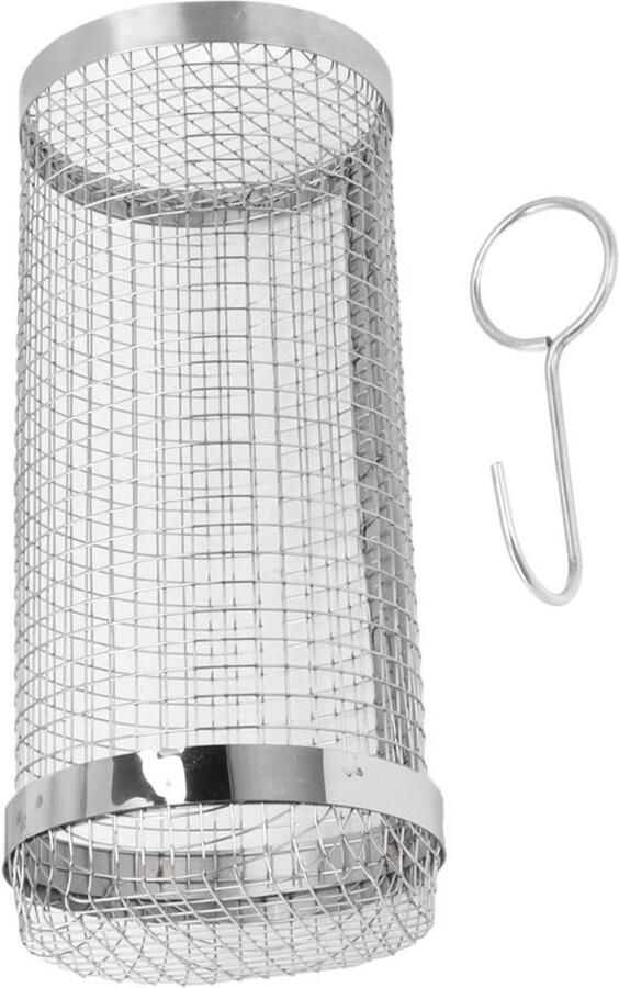 BBQ-grillmand Rolmand voor koken Barbecueën Hittebestendig roestvrij staal 20 cm Zilverkleurig