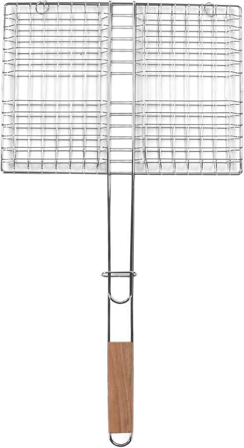 BBQ Grillmand Staal Gerechten Grillen Verchroomd Staal 59 x 32 cm Zilverkleurig