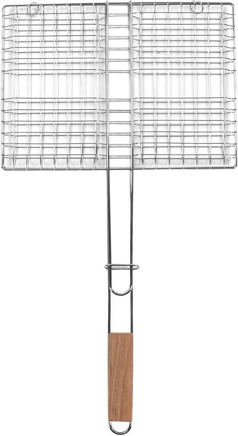 BBQ Grillmand Vismand Grillen Buiten Koken Roestvrij Staal 59 x 32 x 2 cm Zilver