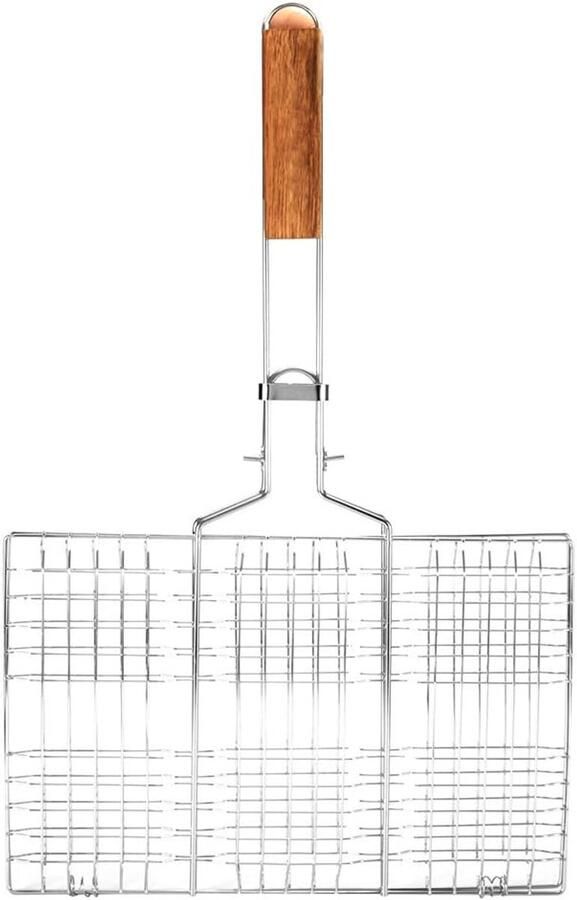 BBQ Grillmand Visgrillmand Buiten Grillen Klembare Vangst 34.5 cm Zilver