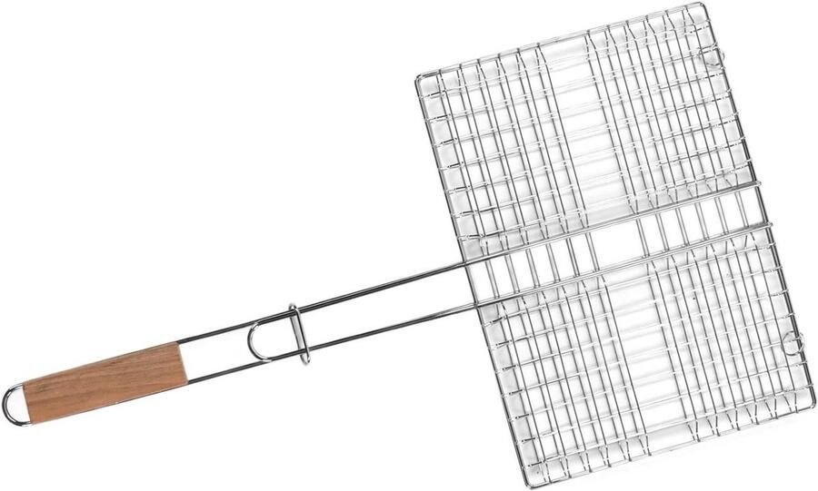 BBQ Grillmand Visgrillmand Staal Buiten Grillen Roestbestendig Verchroomd Universeel Zilver