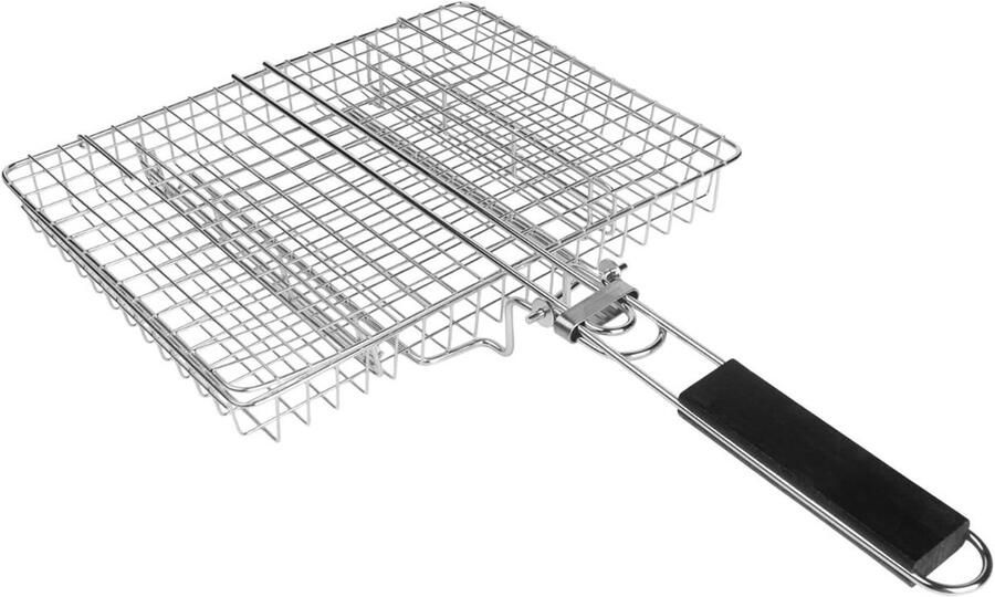 BBQ Grillmand Vismand Grillen Gelijkmatig Koken Roestvrij Staal 33 x 32 x 4 cm Zilver