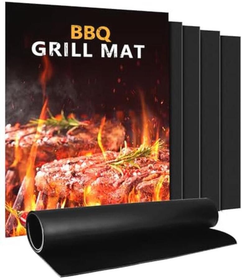BBQ Grillmat 5-delige Set Teflon Anti-aanbakmatten voor Gasgrill (40 x 32 cm)