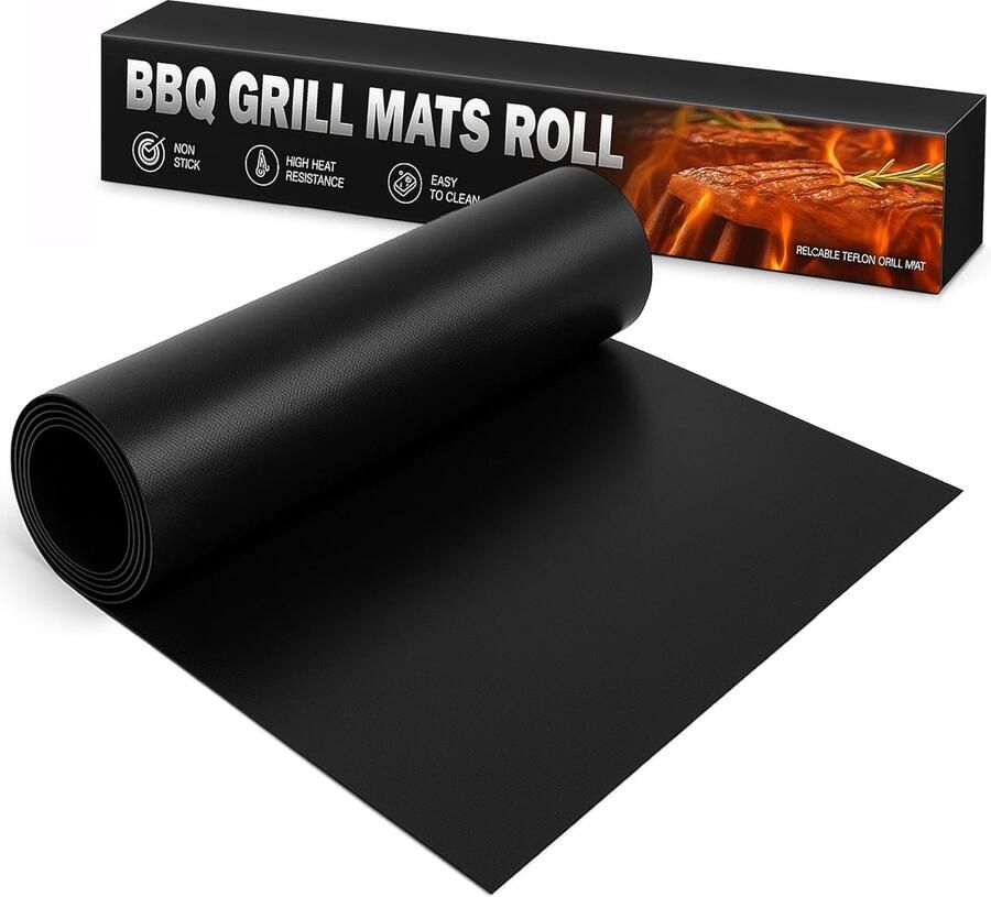 BBQ Grillmat Anti-aanbakmat Veilig Grillen Op Maat Te Snijden 33 cm x 2 m Zwart