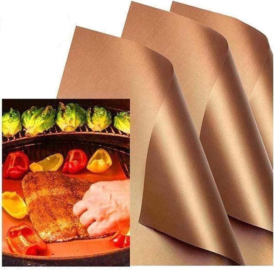 BBQ grillmat Bakplaat mat Buiten koken Anti-aanbaklaag 9 stuks Koper
