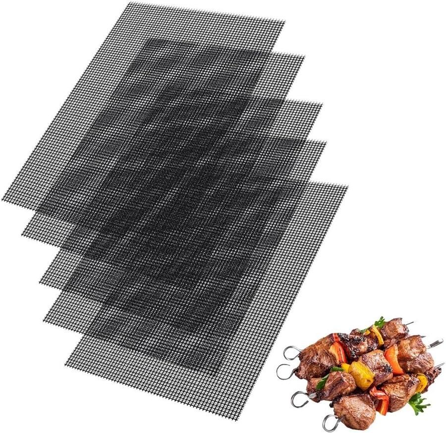 BBQ Grillmat Set 40 x 33 cm Herbruikbare Anti-aanbakmatten voor Gasgrill en Oven