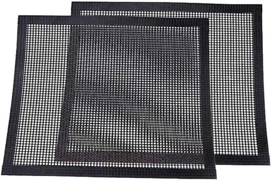 BBQ Grillmat Set Bakmat Rooster Vetvrij Grillen Herbruikbaar Antiaanbak 2 Stuks 40x30cm Zwart