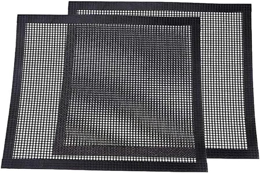 BBQ Grillmat Set Bakmat Rooster Vetvrij Grillen Herbruikbaar Antiaanbak 2 Stuks 40x30cm Zwart