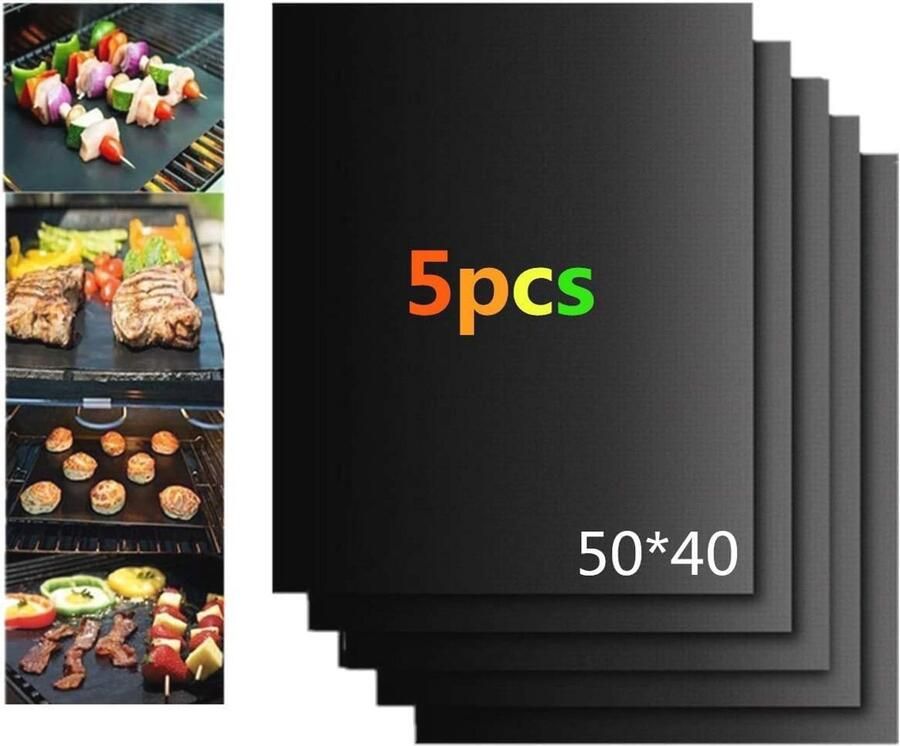BBQ Grillmat Set van 5 Herbruikbaar en Antiaanbak voor Binnen en Buiten