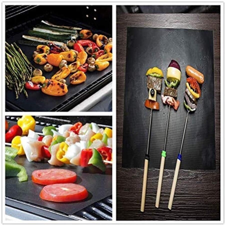 BBQ Grillmat Set van 5 Herbruikbaar en Antiaanbak voor Binnen en Buiten - Foto 2