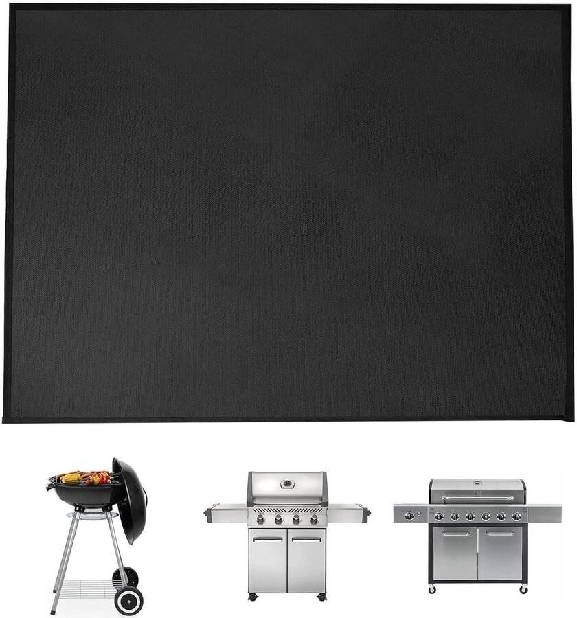 BBQ Grillmat Vloermat Grill Terras Beschermen Oliebestendig Ontwerp 100 x 182 cm Grijs