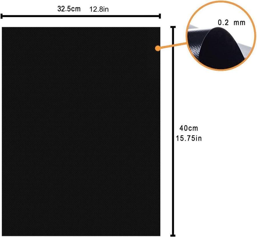 BBQ Grillmat Zwart 40 x 32 5 cm Herbruikbare Antiaanbaklaag Voor Gas- en Houtskoolgrills