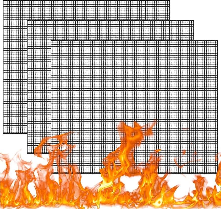 BBQ Grillmat Zwart 40 x 50 cm Herbruikbare Teflon Anti-aanbakmat Voor Gasgrill en Oven