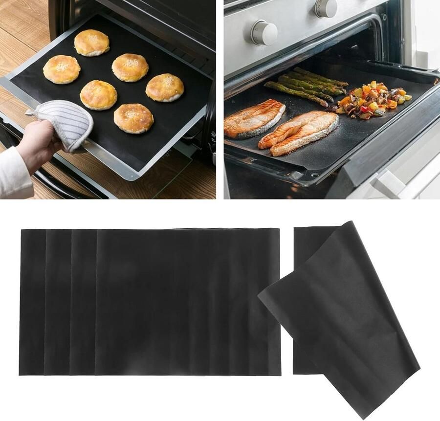 BBQ Grillmatten Anti-aanbak matten Grillen zonder rommel Hittebestendig materiaal 5 stuks Zwart