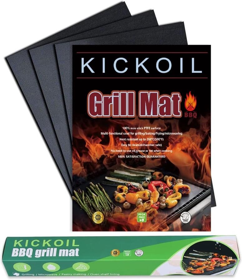 BBQ Grillmatten Bakplaten Grill Barbecue Koken Niet-klevend Herbruikbaar 40 x 33 cm Zwart