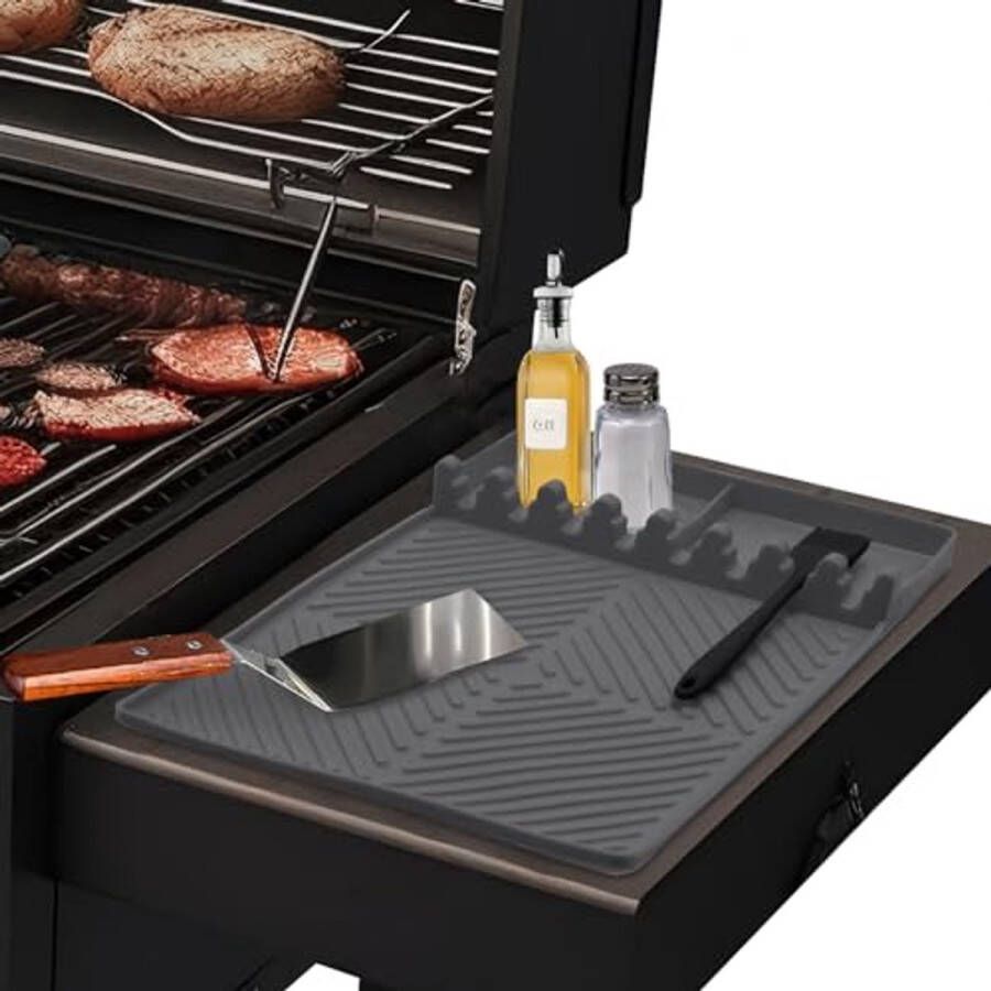 BBQ Grillmatten voor Grill en Keuken – Siliconen Spatelmat en Keukengerei Houder