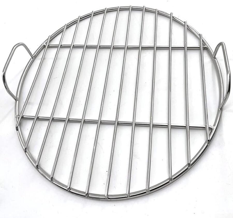 BBQ Grillnet RVS Gaas Outdoor Koken Spiegel Gepolijst 35 cm Diameter Zilver