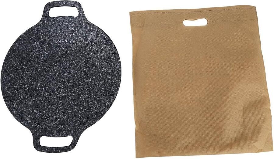 BBQ Grillpan Bakplaat Grill Buiten Koken Anti-aanbak Coating 30cm Diameter Zwart
