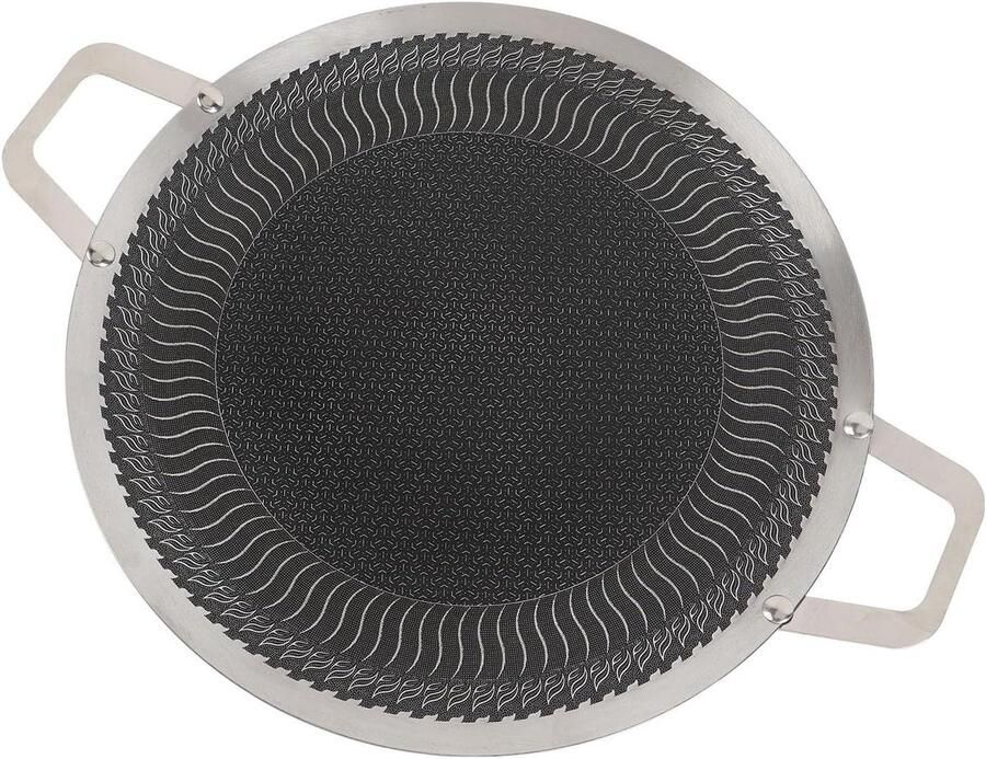 BBQ Grillpan Grillplaat Kookpan Buiten Koken Roestvrij Staal 34cm Zilver