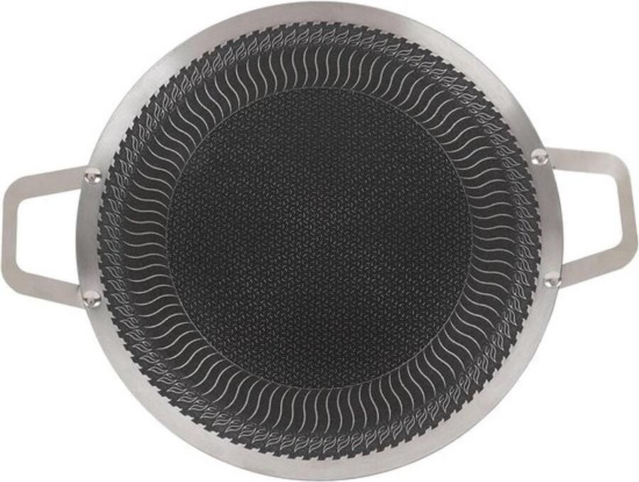 BBQ Grillpan Grillplaat voor Inductie Buiten Koken Meerlaags Ontwerp 38 cm Zilver