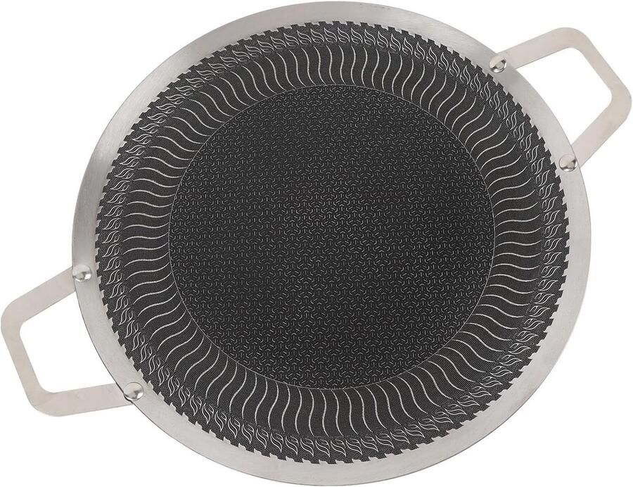 BBQ Grillpan Kookplaat Pan Binnen Koken Rookloos Ontwerp 38 Cm Zilver