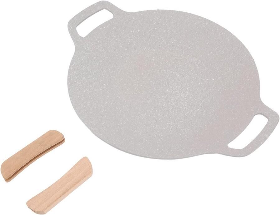 BBQ Grillpan Kookplaat Pan Tafel Grillen Anti-aanbaklaag 34 cm Zwart