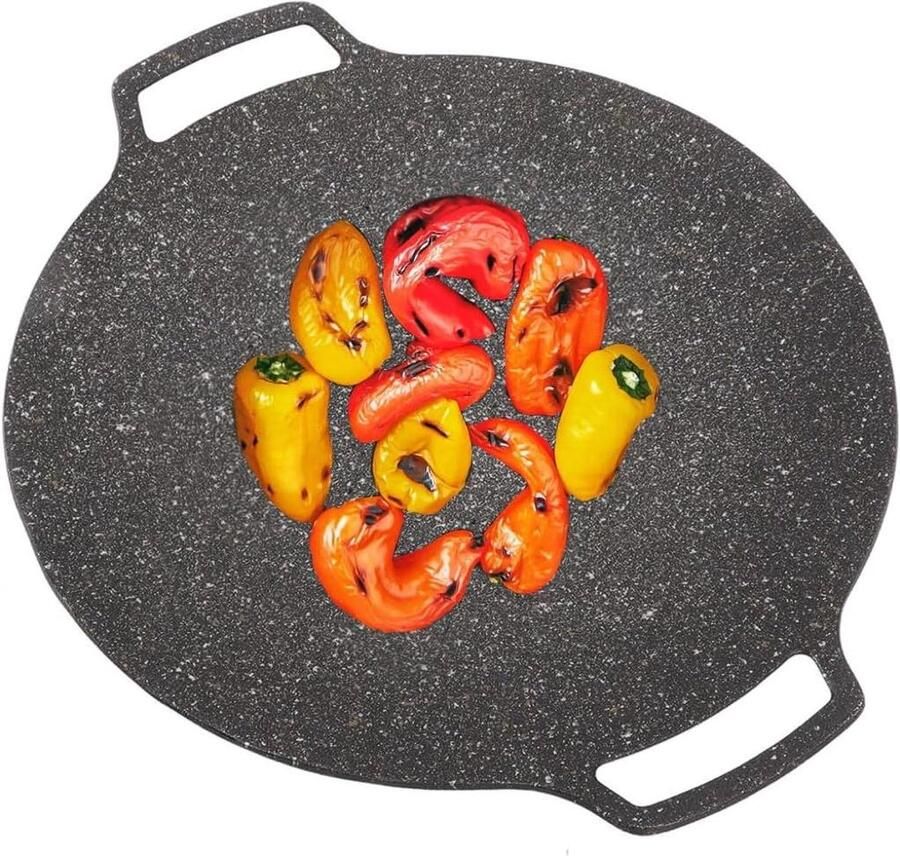 BBQ Grillpan Koreaanse Bakplaat Binnen Grillen Antiaanbaklaag 36cm Diameter Zwart