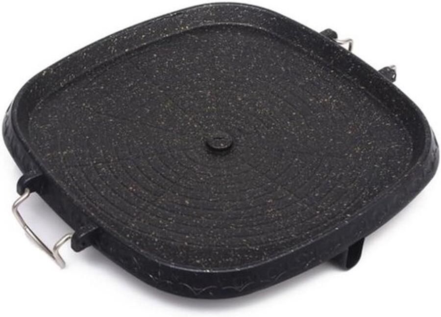 BBQ-grillpan Koreaanse grillplaat Buiten koken Gelijkmatige warmteverdeling Draagbaar Zwart