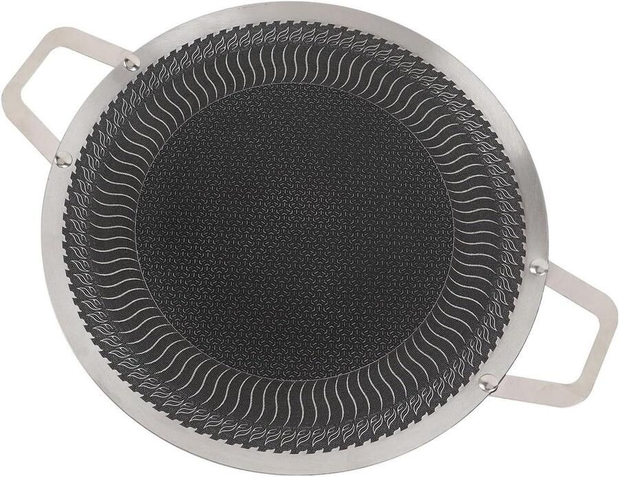 BBQ Grillpan Roestvrijstalen Pan Binnen Buiten Koken Rookloos Grillen 34cm Zilver