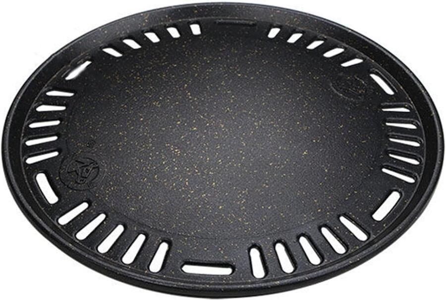 BBQ Grillpan Ronde Bakplaat Buiten Koken Antiaanbak Maifan Steen 35 Cm Zwart