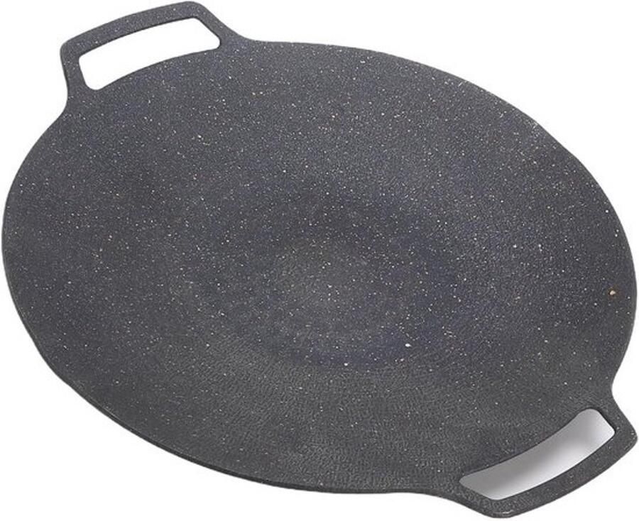 BBQ-grillpan Ronde bakplaat Buiten koken Warmte gelijkmatig verdeeld 30 cm Zwart