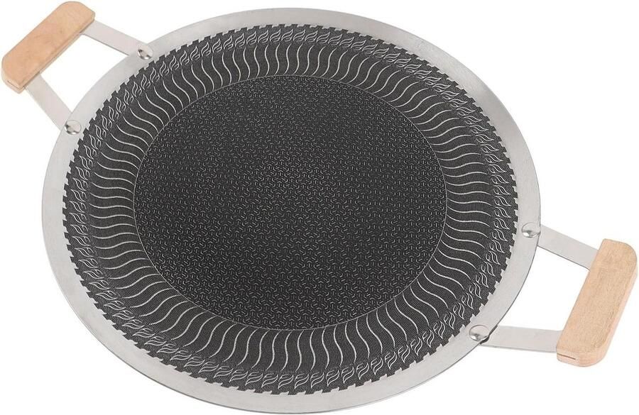 BBQ Grillpan Ronde Grillplaat Tafel Grillen Gelijkmatige Warmte 34 Cm Zilver