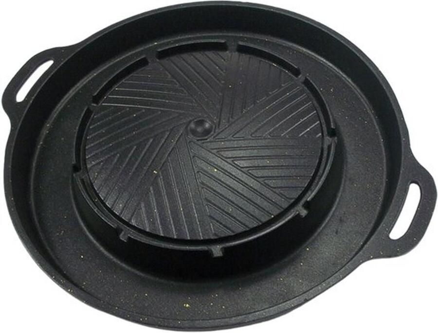 BBQ-grillplaat Accessoire voor gasfornuis Voor buiten koken Met vetopvangbak 34 cm diameter Zwart