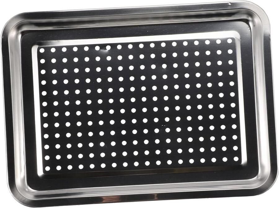 BBQ Grillplaat Barbecue Pan Buiten Koken Extra Dikke Constructie 40 x 30 cm Zilver