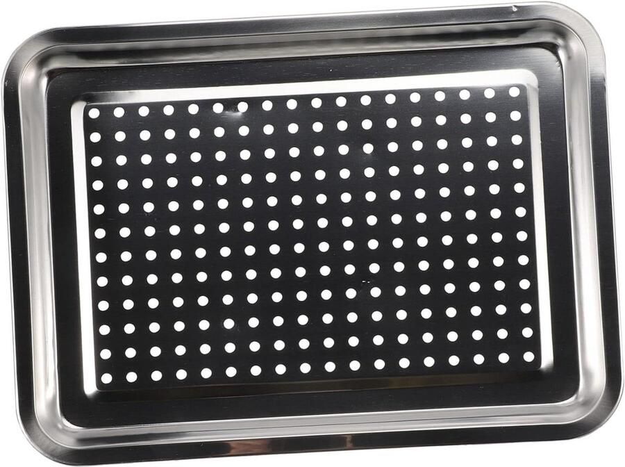 BBQ Grillplaat Barbecue Pan Buiten Koken Roestvrij Staal 40x30 cm Zilver