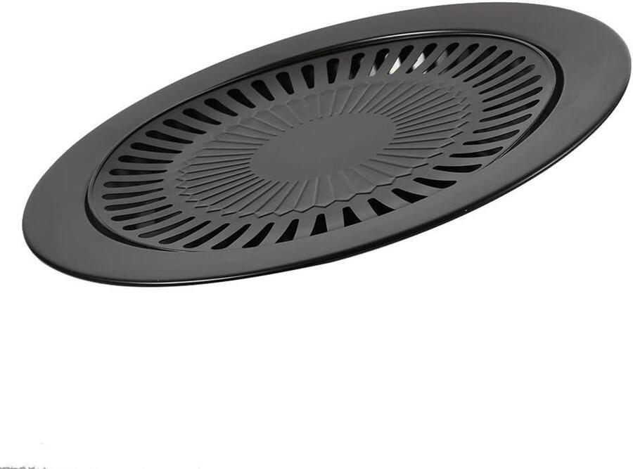 BBQ Grillplaat Braadplaat Pan Buiten Koken Dubbel Laags Ontwerp 32 cm Diameter Zwart