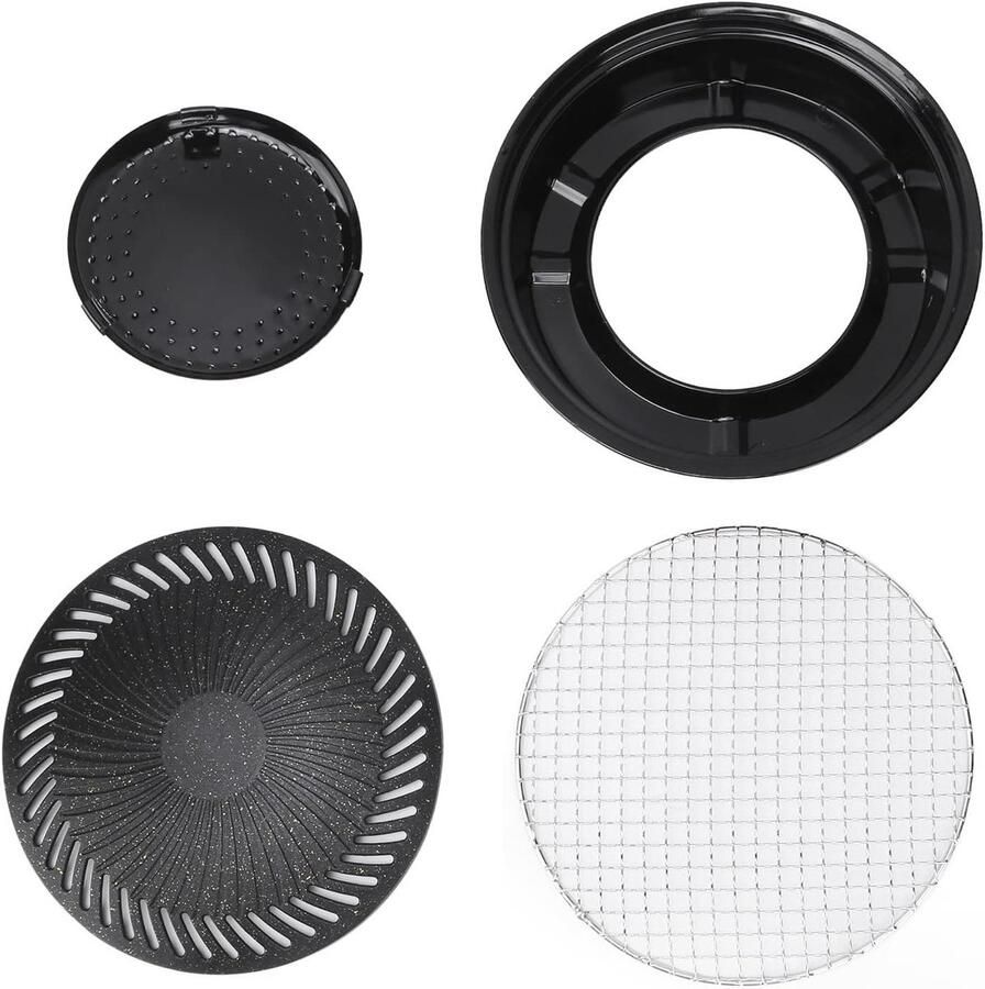 BBQ Grillplaat Buiten koken Kamperen Achtertuin Antiaanbaklaag 27x6.5cm Zwart