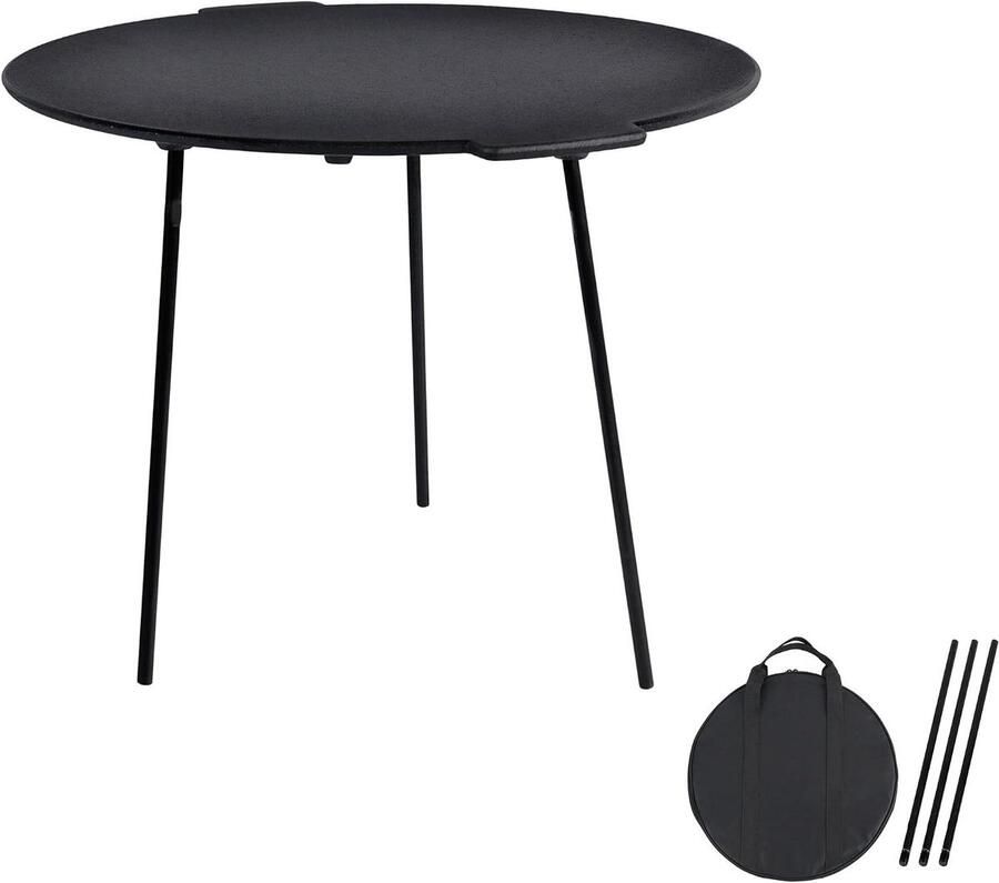 BBQ Grillplaat Buitenpan Gietijzer Buiten Koken Met 3 Afschroefbare Poten Diameter 45 cm Zwart