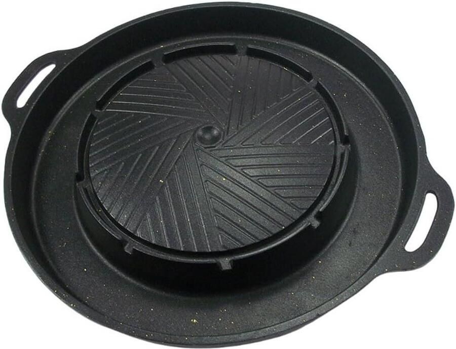 BBQ Grillplaat Gasfornuis Accessoire Buiten Koken Geïntegreerde Vetopvang 34 cm Diameter Zwart