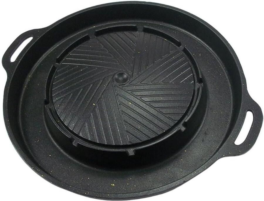 BBQ Grillplaat Gasfornuis Accessoire Buiten Koken Met Vetopvangbak 34cm Diameter Zwart