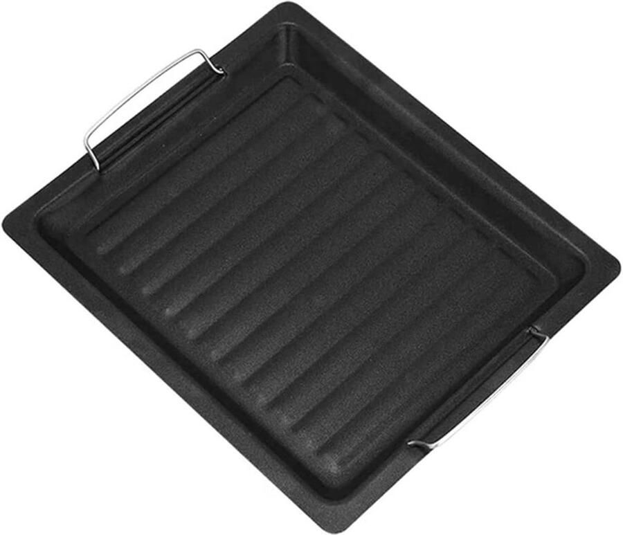 BBQ Grillplaat Pan Grill Plaat Barbecueën Non-stick Gietijzer 25 x 30 cm Zwart