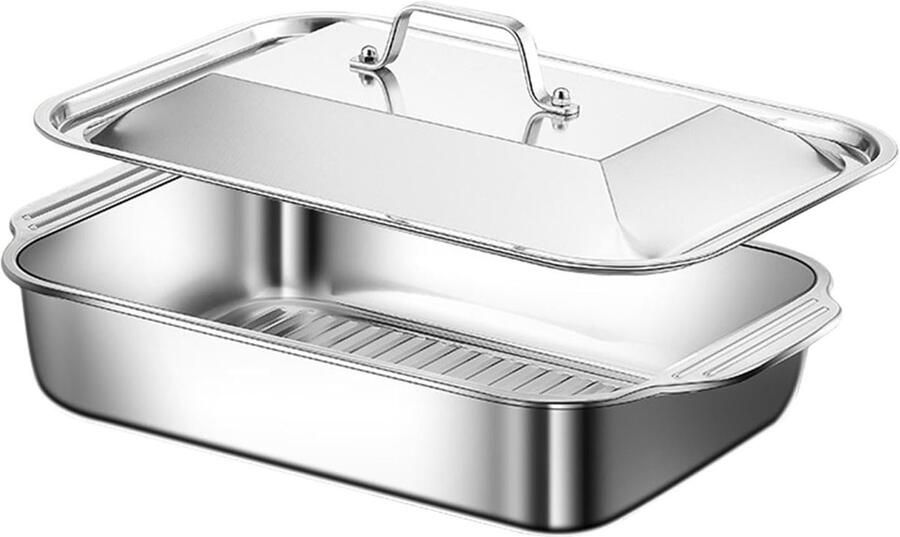 BBQ grillplaat Roestvrij staal Buiten koken Platte geribbelde bodem 41 x 245 cm Zilver