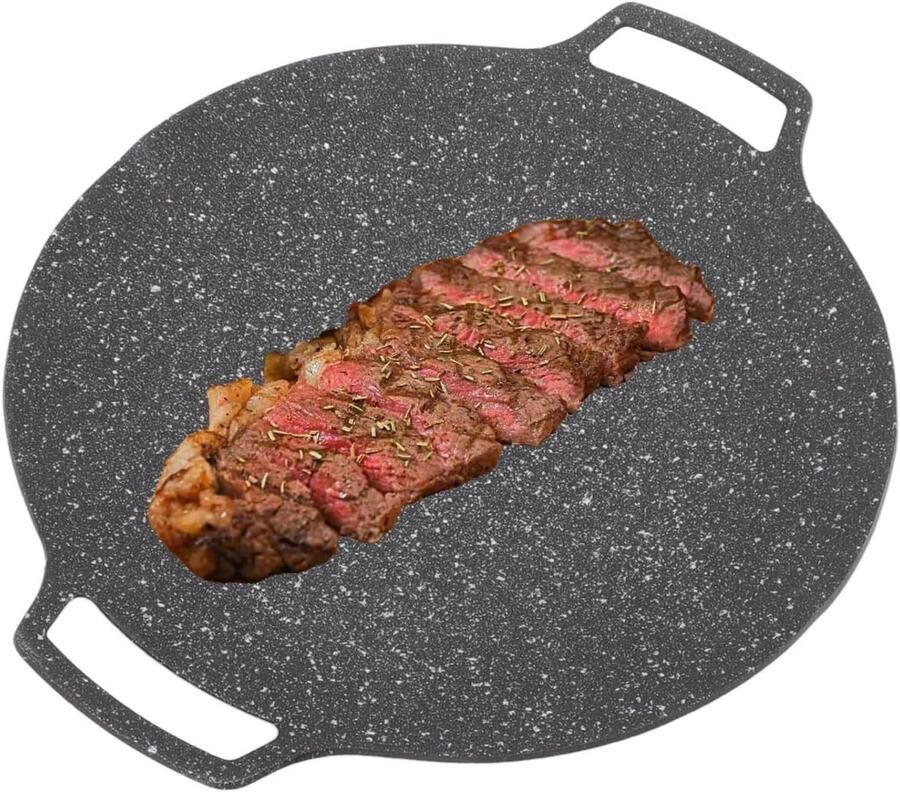 BBQ Grillplaat Zwart 30 cm Antiaanbak Ronde Grillpan Voor Thuis en Buiten