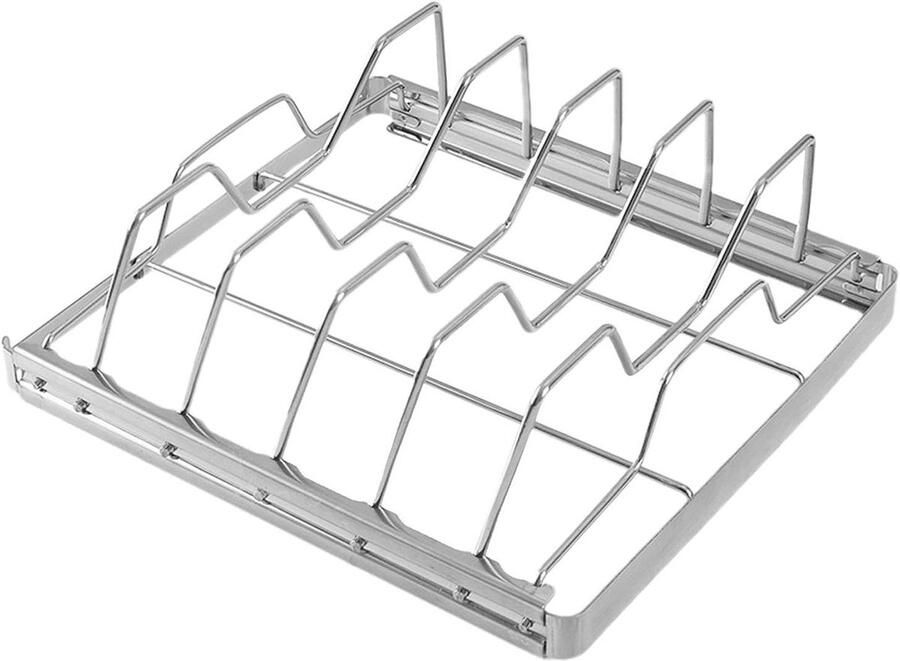 BBQ Grillrek Ribrek Grillen Gelijkmatig Grillen Roterend Groefontwerp 27 x 22 x 3 cm Zilver