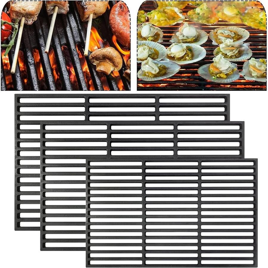 BBQ Grillrooster Gietijzeren Rooster Buiten Koken Geëmailleerd Gietijzer 40 x 60 cm Zwart